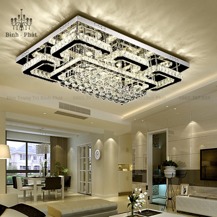 Mâm Ốp Trần Pha Lê Chữ Nhật 411