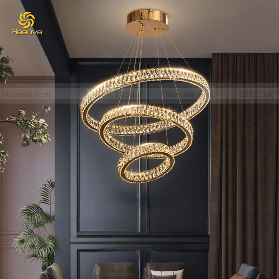 Đèn Thả 3 Vòng Pha Lê