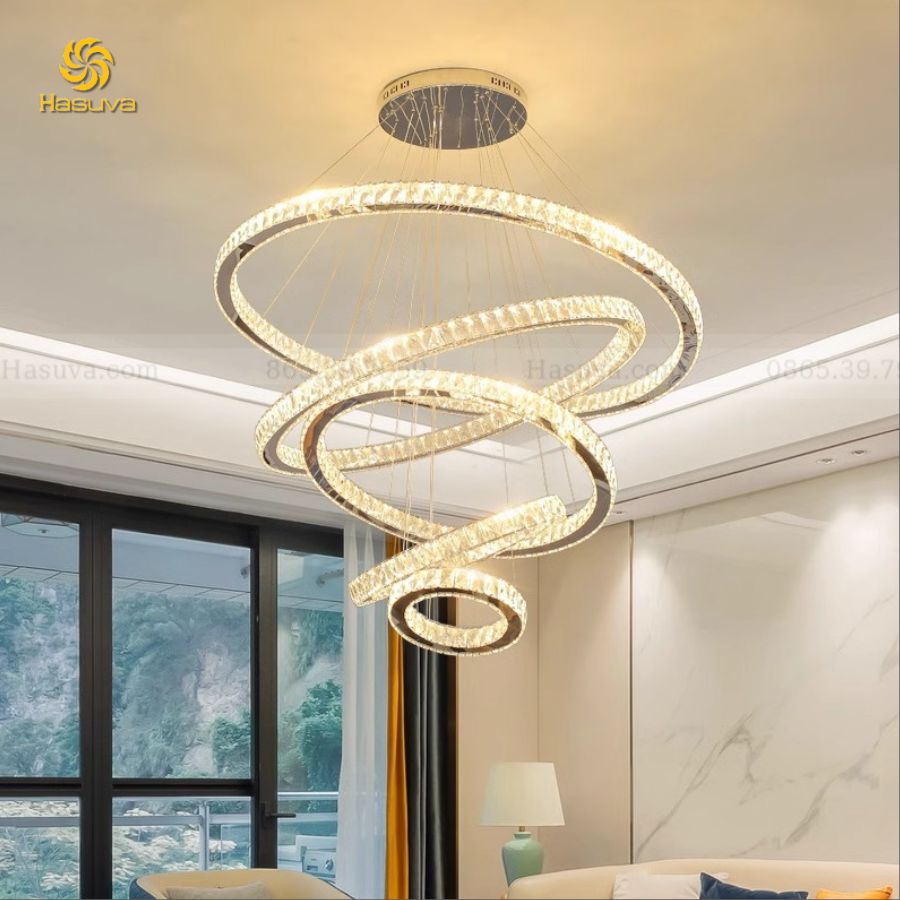 Đèn Thả 5 Vòng Pha Lê