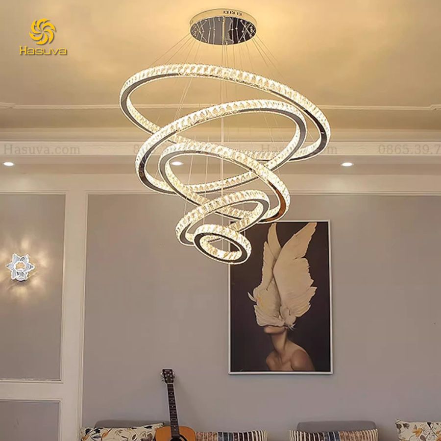 Đèn Thả 5 Vòng Pha Lê