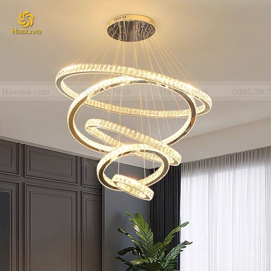 Đèn Thả 5 Vòng Pha Lê
